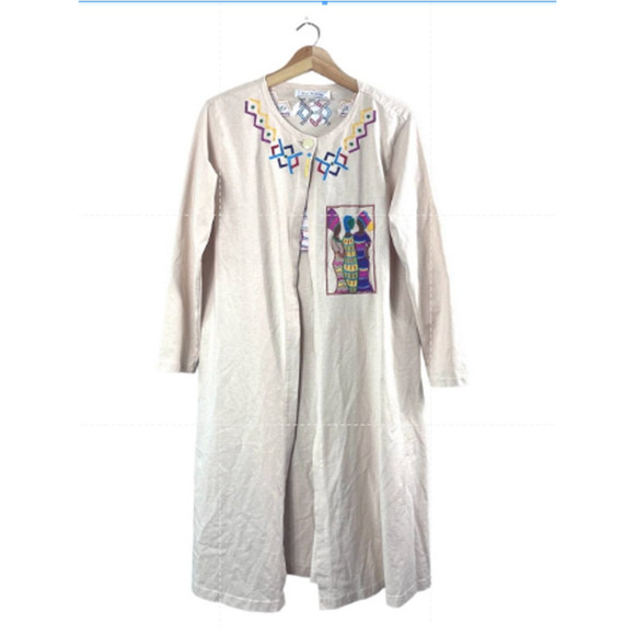 Vintage Bill & June Embroidered Design One Button Robe M - Picture 1 of 7